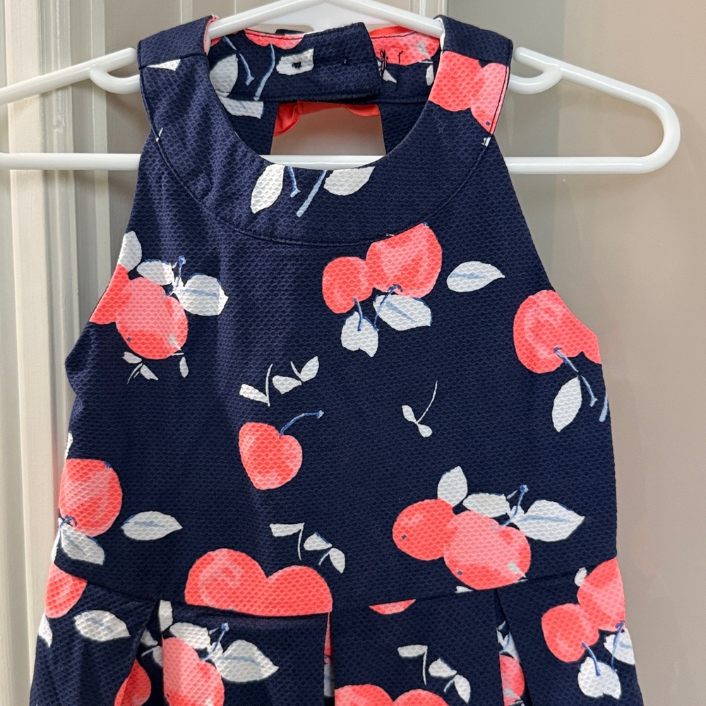 Janie and Jack navy and orange/peach sleeveless dress with bow detail size 3 - Picture 2 of 7